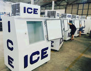 屋外の商業氷のフリーザーによって袋に入れられる氷のマーチャンダイザーの冷蔵室の収納用の箱