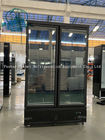 LEDのスーパーマーケットの黒の商業2つのガラス ドアのフリーザーは鋼鉄直立した冷凍庫を塗った