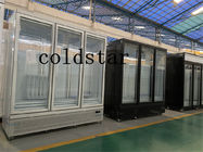 2~8℃ R290のスーパーマーケット冷却装置ガラス ドアの冷たい飲み物の直立したクーラーの陳列ケース