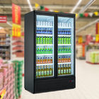 スーパーマーケットの直立した両開きドアの飲み物のびん冷却装置より涼しい飲料のショーケース