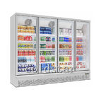 スーパーマーケットの冷蔵庫の冷凍庫4のドアの縦のより冷たい表示飲料のミルク ビール