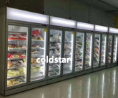 スーパーマーケットのショーケースの垂直は商業冷却装置ガラス ドアのショーケースの表示クーラー冷却装置を冷やした