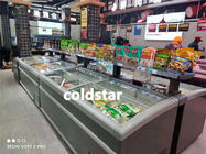 スーパーマーケットの冷凍装置の冷凍食品のガラス ドアの箱の島冷却装置フリーザー