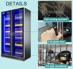 商業二重ガラス ドア ビール冷却装置スーパーマーケットの食料雑貨エネルギー飲み物のびんの表示クーラー
