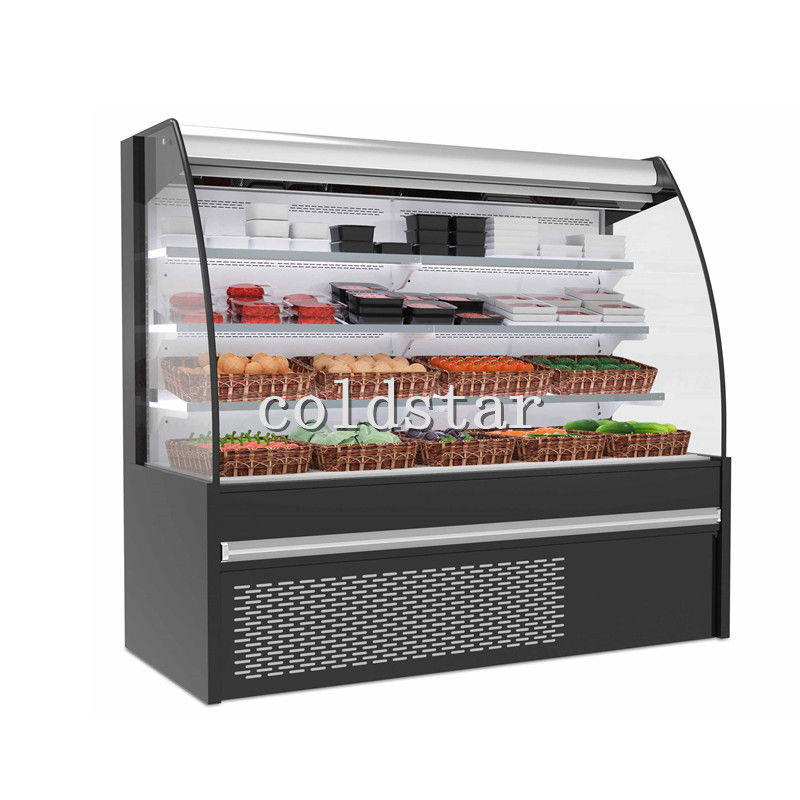 スーパーマーケットの前部開いた縦のクーラーの空気カーテンの食糧冷凍の表示貯蔵のスリラー
