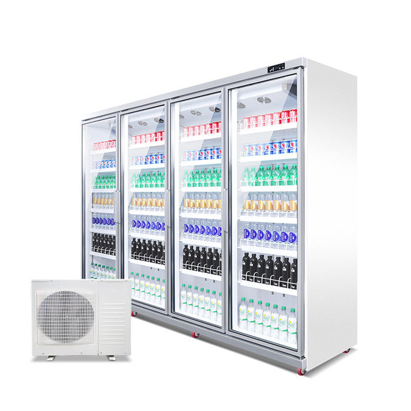 遠隔システムの縦のガラス ドアの表示ショーケースのスーパーマーケットの飲み物のより冷たい冷却装置を使って