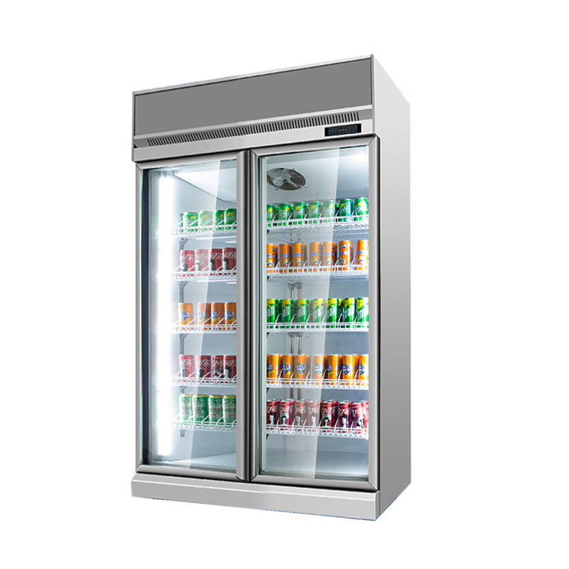 冷却装置ガラス ドアの商業飲料のフリーザーの表示冷却装置が付いている昇進の両開きドア冷却装置