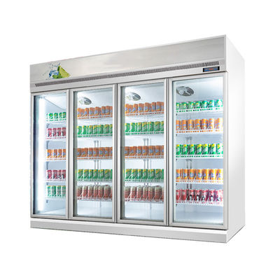 デジタル温度調節器が付いている商業4つのガラス ドアの飲料の表示冷却装置